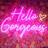 Qfdian  LED Neon Sign Hello Gorgeous Neon Sign Wall Decor for Family Wedding Birthday Background Bachelorette Party Dimmable Switch