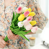 Qfdian  10PCS Artificial Flower Real Touch Tulip Scrapbooking Vase for Home Decor Wedding Garden Rose Arch Garland  Mother's Day Bouquet