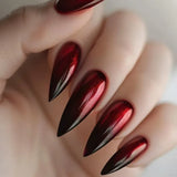 Qfdian  24pcs Long Stiletto Press on Nails Hot Girl Almond False Nails Nude Flower Rhinestones Full Cover Fake Nail Finished Manicure