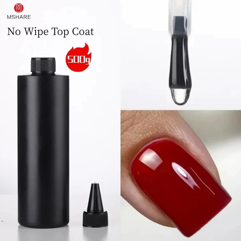 MSHARE 500g/1kg Non Wipe Top Coat Gel Polish Withouy Sticky Layer Shinning Soak Off Nail Polish No Cleaning Without Sticky Layer