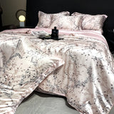 Qfdian 2025 new high-end luxury silky Sleeping naked digital printing washed silk style Bedding Set Duvet Cover Bed Sheet Pillowcases