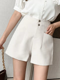 Qfdian  High Waist Wide Leg A-Line Shorts Women Korean Fashion Loose Casual Black Shorts Female New Summer Pocket Beige Shorts