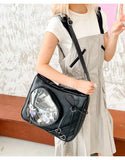 Korean Streetwear Transparent Ita Bags Simple All Match Zipper Bow Women Underarm Bag New Y2k Aesthetic Casual Shoulder Handbags