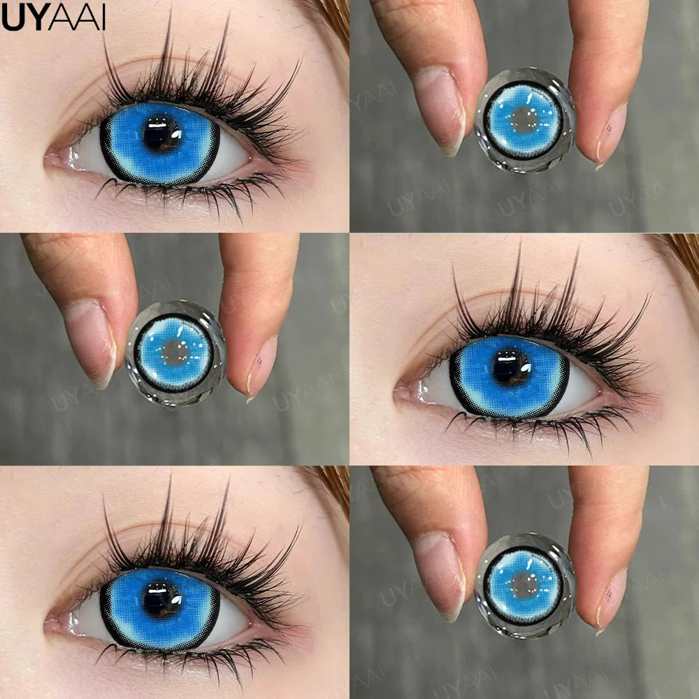 UYAAI Cosplay Color Contact Lenses for Eyes Anime Red Lenses Cosmetics Black Colored Lenses Halloween White Large Diameter Lens