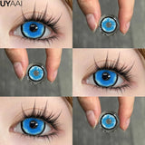 UYAAI Cosplay Color Contact Lenses for Eyes Anime Red Lenses Cosmetics Black Colored Lenses Halloween White Large Diameter Lens