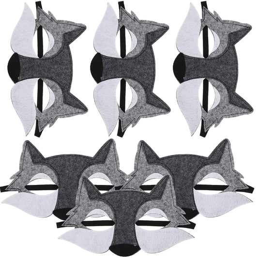 6 Pcs Non-woven Felt Surface Halloween Accessory Prop Animal Mask Aldult Masks for Adults Props Wolf Party Decorations