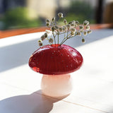 Qfdian  Mushroom Home Glass Vases Interior Decor Mini Desktop Flower Vases for Small Bouquets Room Decorations Home Tabletop Decor Gifts