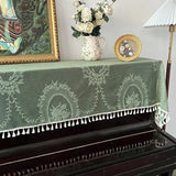 Qfdian  2PCS White Lace Piano Cover Three Piece Set Dust Proof Multiple Piano Covers Beautiful Home Decor Piano Bench Cover