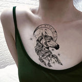 Qfdian  10pcs Waterproof Temporary Tattoo Sticker Cross Snake Wolf Unicorn Rose Moon Body Art Arm Fake Tattoos Sleeve Women Men Hand Leg