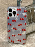 Qfdian Red cherry water-ripple phone case for iphone 15pro 11 13 13pro 14promax 13promax 15promax 12 2024 new protection cover fundas