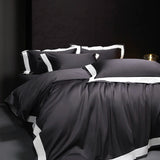 Qfdian 4Pcs Premium 1000TC Egyptian Cotton Solid Color Hotel Style Wide Edge Bedding Set Duvet Cover Bed Sheet/Fitted Sheet Pillowcases