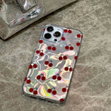 Qfdian Red cherry water-ripple phone case for iphone 15pro 11 13 13pro 14promax 13promax 15promax 12 2024 new protection cover fundas