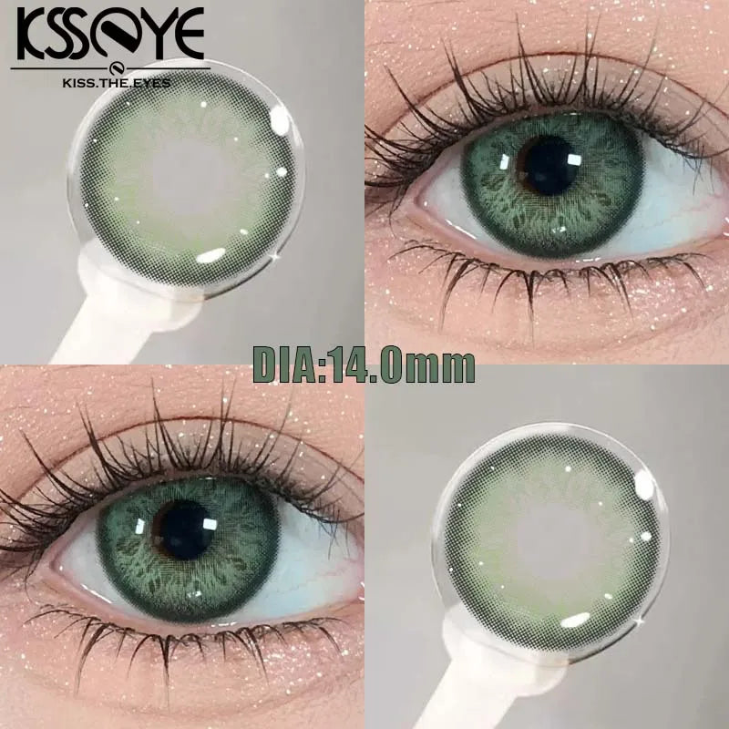 Qfdian 1 Pair New Style Colored Contact Lenses with Diopter Myopia Eyes Pink Contacts Lens Beauty Puppiletes Makeup Yearly