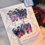 Qfdian 10P High Quality Handmade Press on Nails Cosmic Star Curse Constellation Sense Dark Explosion Flash Nail Art Real Shot Hot Girl
