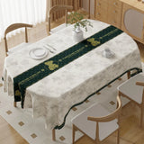 Qfdian  Tablecloth Three-proof Fabric Light Luxury High-end Rectangular Dining Table Cloth Leave-in Oil-proof Waterproof Anti-scalding