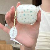 Qfdian Cartoon Cute Color Flower Glossy Silicone Earphone Case for AirPods Pro 2 With Pendant for AirPods 4 3 2 1 Soft Cover Key ring