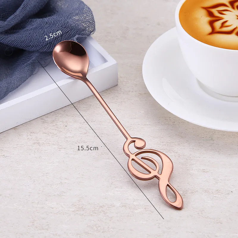 Qfdian Stainless Steel Musical Notes Coffee Spoon Stirring Cup Spoon Music Stick Ice Cream Gift Spoon Kitchen Tool Accessories