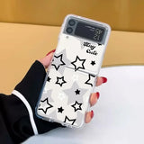 Qfdian  Cute Star Phone Case for Samsung Galaxy Z Flip 6 ZFlip 5 5G Hard Transaprent Cover for Samsung ZFlip 4 Z Flip 3 7 Kawaii Shell