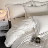 Qfdian Luxury 1000TC Egyptian Cotton Solid Color Hotel Style Embroidery Bedding Set Duvet cover Set Flat/Fitted Bed Sheet Pillowcases