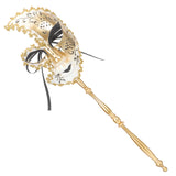 Simple Designed Mask Handheld Masquerade Venetian with Stick Prom Plastic Decor