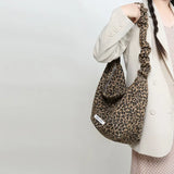 Qfdian Grunge Harajuku Leopard Shoulder Bags Luxury Design All Match Crossbody Bag Trend Casual Vintage Ins Women's Handbags Streetwear