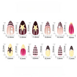 Qfdian  24pcs Colorful Five-pointed Star Press On Nails Red Stripes French Style Y2k Fake Nails Yellow Almond European Fake Nail Tips