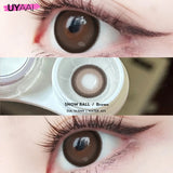 Qfdian  2PCS Color Contact Lenses (Pearl Series) Brown Natural Lenses Gray High Quality Eye Contacts 14.5mm Big Pupil Beauty Lense