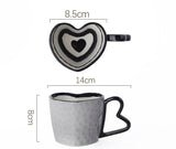 Qfdian  300ml Heart Shape Ceramic Mugs Creative Oatmeal Breakfast Mug Drinkware Set Kitchen with Heart Shape Handle Lovely Festival Gift