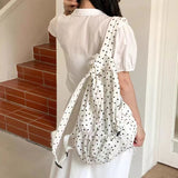 Qfdian  Vintage Trendy All Match Dots Students Backpack Y2k Aesthetic Women Casual Pleated Backpacks Fashion Y2k Aesthetic Schoolbags