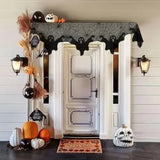 Qfdian  Halloween Decorations Indoor Fireplace Mantel Scarf, Black Lace Ghost Spiderweb Fireplace Cover for Halloween Mantle Decor Fest