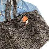 Qfdian Leopard Casual Totes For Women Large Capacity Fashion Shoulder Bags Soft Cloth Big Leisure Or Travel Bags Korea Lazy breeze Bags