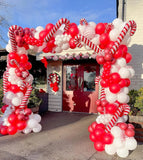 Qfdian  115pcs Red White Balloons Red Candy Cane Aluminum Film Balloon Garland Arch Kit,for Merry Christmas New Year Party Holiday Decor