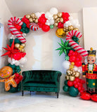 Qfdian  115pcs Red White Balloons Red Candy Cane Aluminum Film Balloon Garland Arch Kit,for Merry Christmas New Year Party Holiday Decor