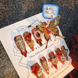 Qfdian 10Pcs High Quality Handmade Press on Nails New Chinese Style Ancient Style  Chinese Style Pure Hand-painted High-end Feeling