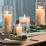 Qfdian Ribbed Glass Hurricane Candle Holders Home Decor Pillar Candles Glass Vase Floating Candle Wedding Ornaments