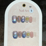 Qfdian  Size S Handmade Acrylic Press on Nails Short Square Round False Nails With Designs Ballet Sweet Cute Fake Nails With Glue