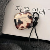 Qfdian Gradient transparent animal graffiti TPU protection cover with keychain anti loss rope case for airpods 4 3 2 1 pro 2 soft cases