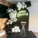 Qfdian  Black Silver Balloons Arch Garland White Ballon Silver Explosion Star Foil Balloon Wedding Birthday Party New Year Decorations