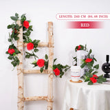 Qfdian  2.4M Rose Artificial Flower Spring Autumn Garden Arch Decor DIY Fake Flowers Vine for Wedding Garland Home Decoration ornements