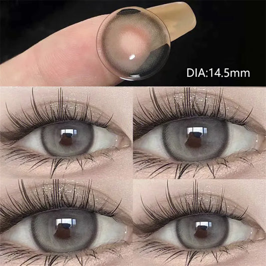 YIMEIXI 2pcs Yearly High Quality with Diopter Myopia Fashion Round Beauty Pupil Natural Contact Lenses for Eyes