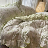 Qfdian Korean Princess Duvet Cover Set Skin Friendly Wash Cotton Bedding Set Of Four Pieces Lace Bedin Set Bed Sheets Comforter Cover
