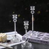 Qfdian  European Transparent Crystal Diamond Candle Holder Romantic Candlelight Dinner Candlestick Weddings Table Home Room Decor