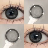 Qfdian 1Pair Myopia -0.00 to -8.00 Colour Contacts Lenses Natural Black Eye Lenses Beauty Pupil Blue Gray Lenses