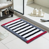 Qfdian  Luxury Striped Bath Mat Set - Thickened Microfiber, Super Absorbent & Non-Slip Bathroom Rugs, Soft Bedside Area Rug for Bedroom