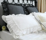 Qfdian 1 piece Princess Pure White Double Layer Lace Flounced Cotton Wedding Pure Cotton Bedding Pillowcase pillow cover fall decor