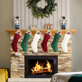 Qfdian  Red Green Christmas Stockings Large Size Knitted Xmas Stocking Christmas Party Decoration New Year Fireplace Hanging Stockings