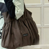 Qfdian  Korean Dot Canvas Bags Women High-capacity Office Lady Pleated Chic Shoulder Handbags Fashion Y2k Aesthetic Underarm Bag Women
