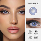 Qfdian  2pcs/pair New Cosplay Contact Lenses for Eyes Makeup Pupils Cosmetics Blue Eye Color Lenses for Myopia Lens 14.2/14.5mm