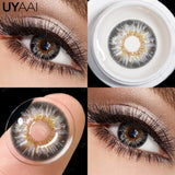 Qfdian  Contact Lenses Gray Cosmetic Eyes Colored Lens Natural Pupils Black Makeup Colored Pupils Beauty Black lenses Woman Makeup