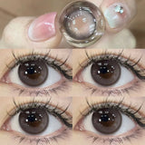 Qfdian 2Pcs Korea Colored Contact Lenses Diameter 14.5mm Prescription Myopia Degree-0.00to-8.00Makeup Soft Lens Eye Beauty Pupil